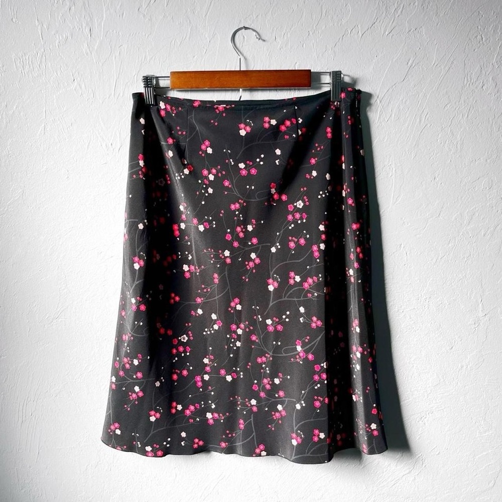 Y2k Black Red Floral Whimsigoth Fairy Grunge Cottagecore Midi Skirt Med